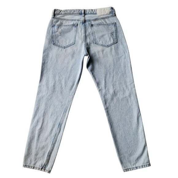 H&M & Denim Boyfriend Low Waist Light Wash Distressed Straight Leg Jeans Size 6 - Picture 3 of 15